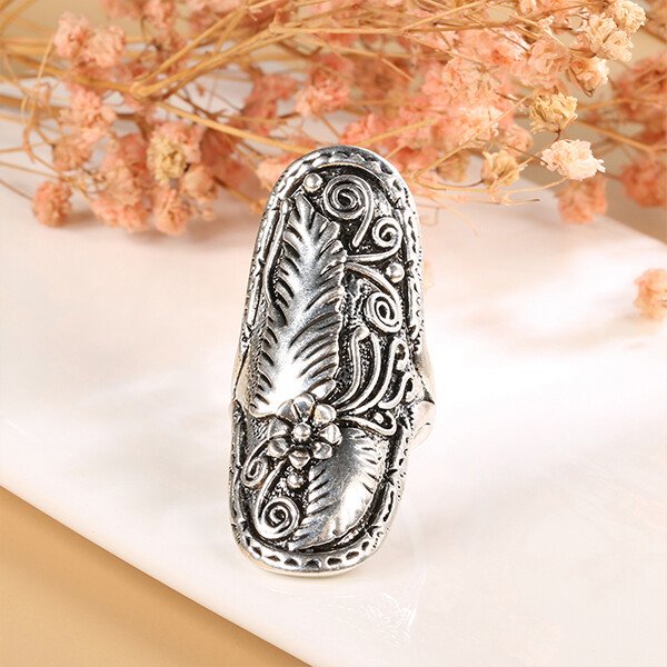 Vintage Feather Totem Silver Ring