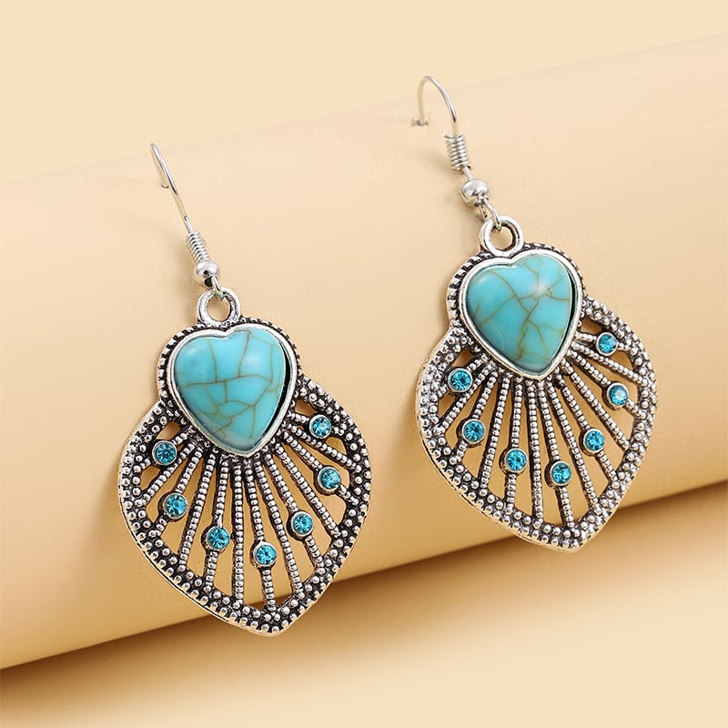 925  Heartshaped Turquoise Firework Earrings