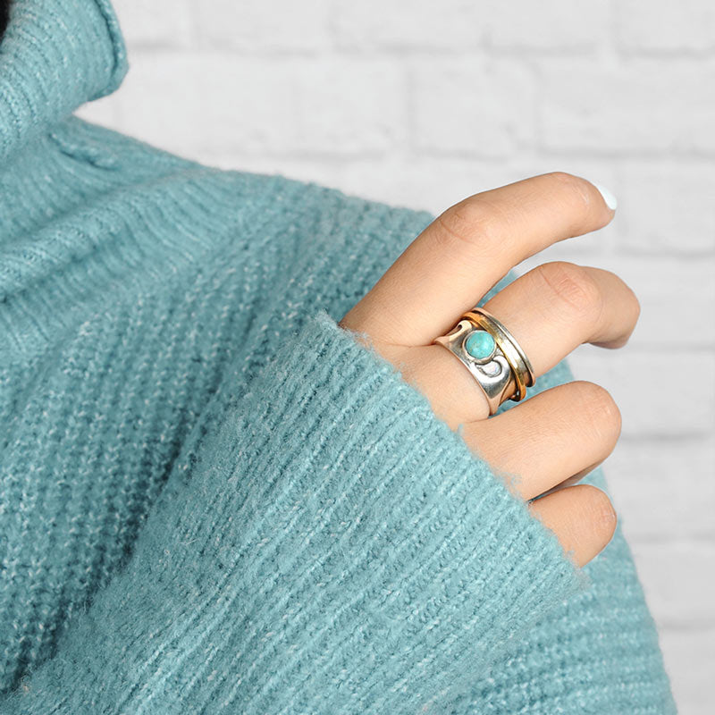 Wave Turquoise Large Circle Ring