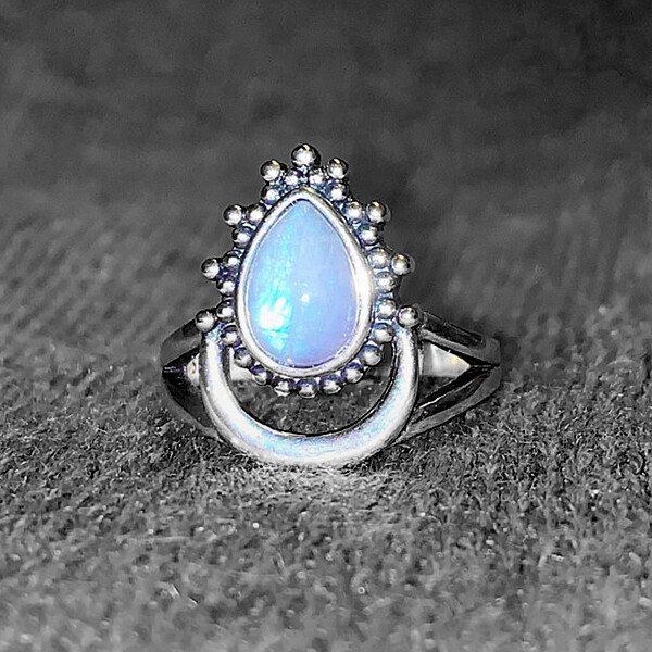 Crescent Moonstone Ring