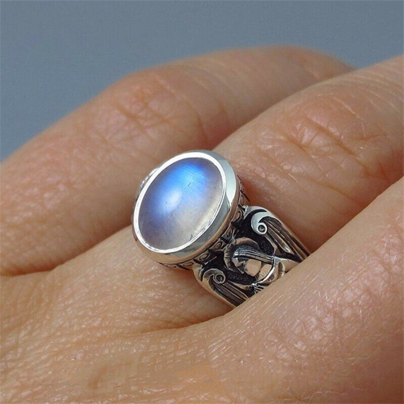 Guardian Angel Moonstone Silver Ring