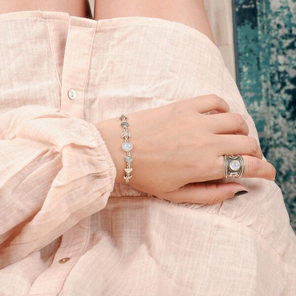 Moon Phase Moonstone Bracelet