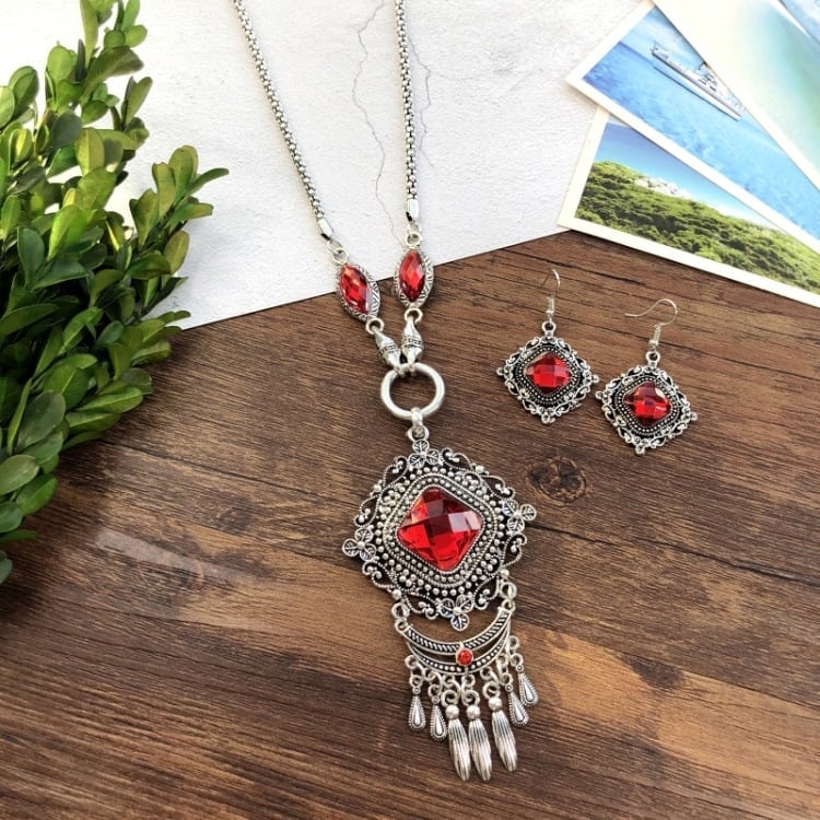 925 Tassel sweater turquoise necklace