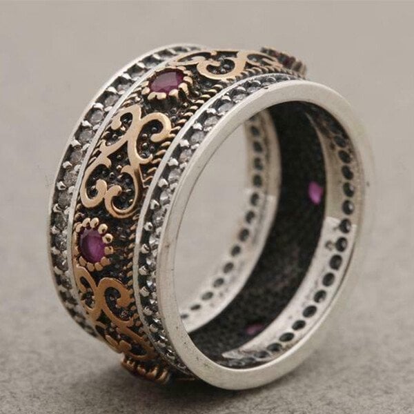 925 Antique Boho Gemstone Ring