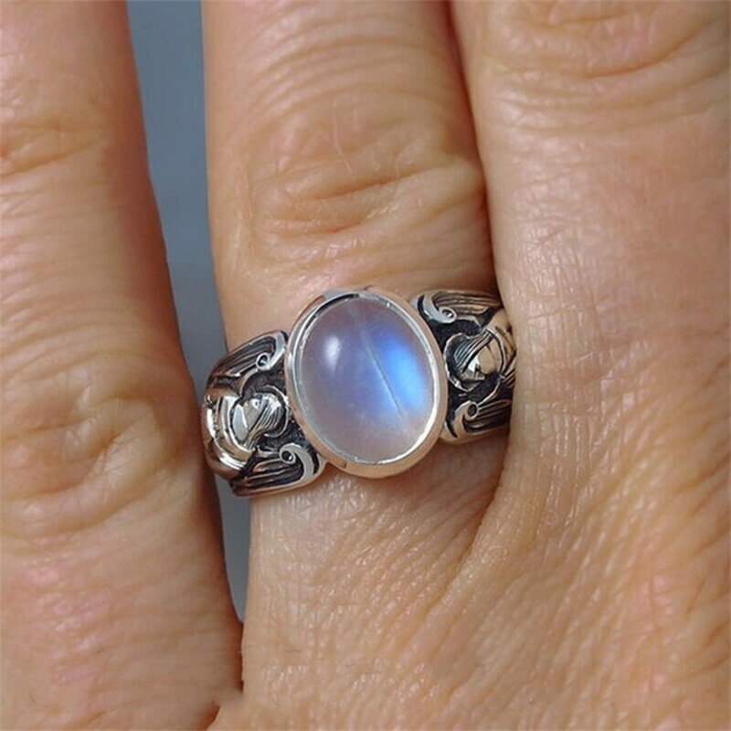 Guardian Angel Moonstone Silver Ring