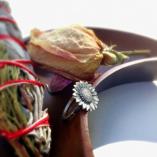 Sterling Silver Sunflower Ring