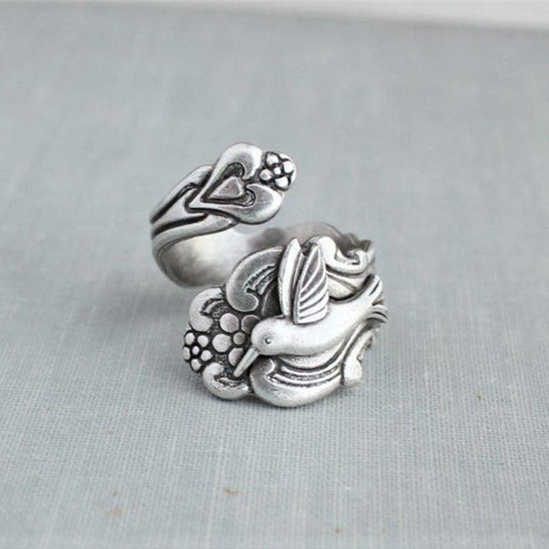 925 Hummingbird Flower Ring