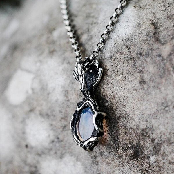 Natural Flower Moonstone Necklace