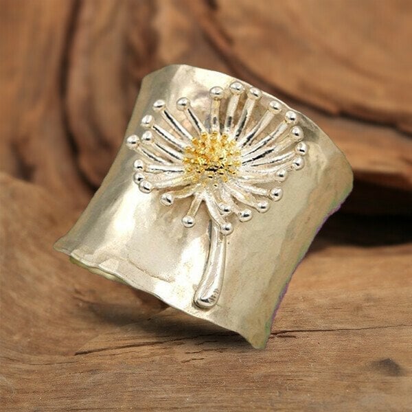925 Blooming Daisy Wide Band Ring