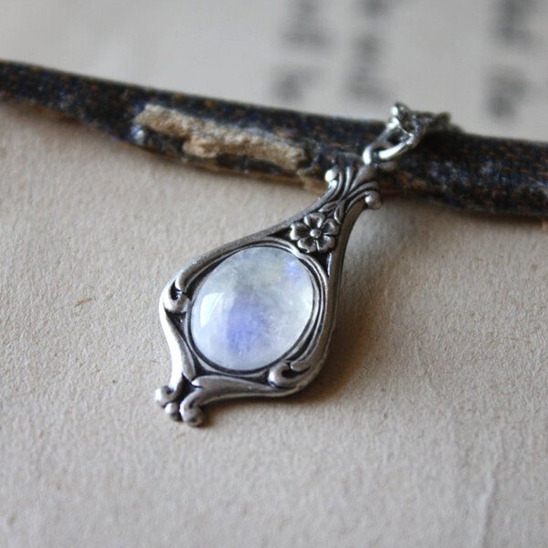 Sterling Silver Rainbow Moonstone Necklace