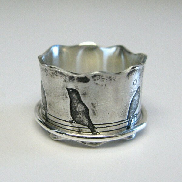 Birds on a Wire Silver Spinner Ring