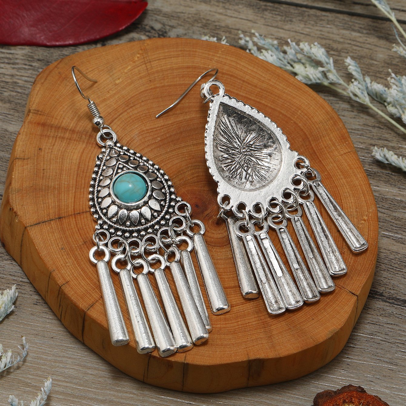 925 Pair of Round Bead Turquoise Earrings