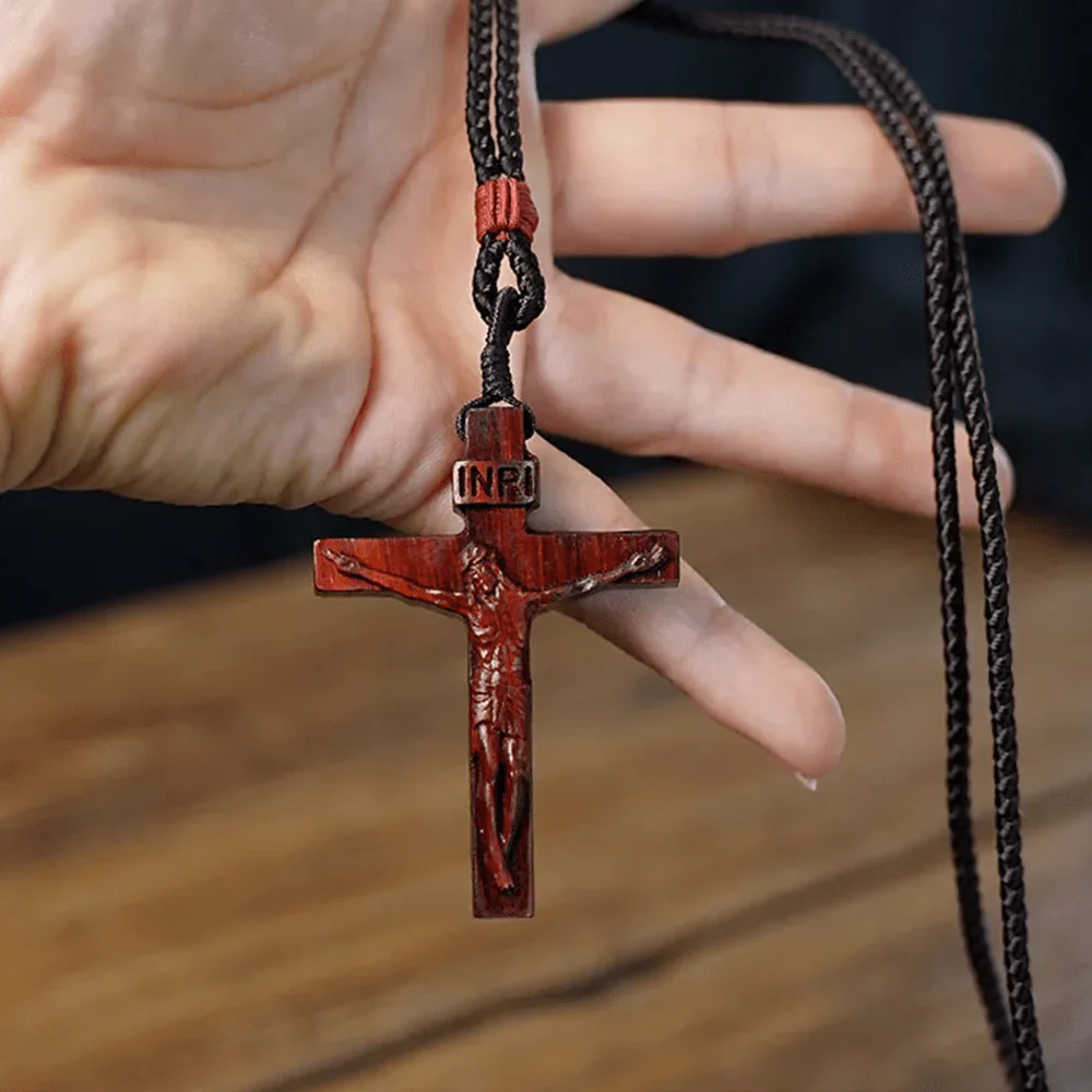 ✝️100% Handmade Jesus Cross Wooden Necklace