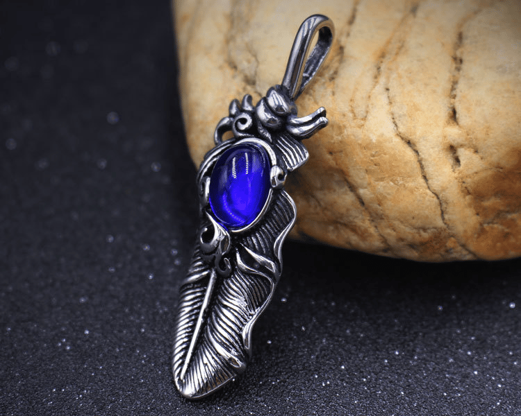 925 Sapphire Feather Pendant