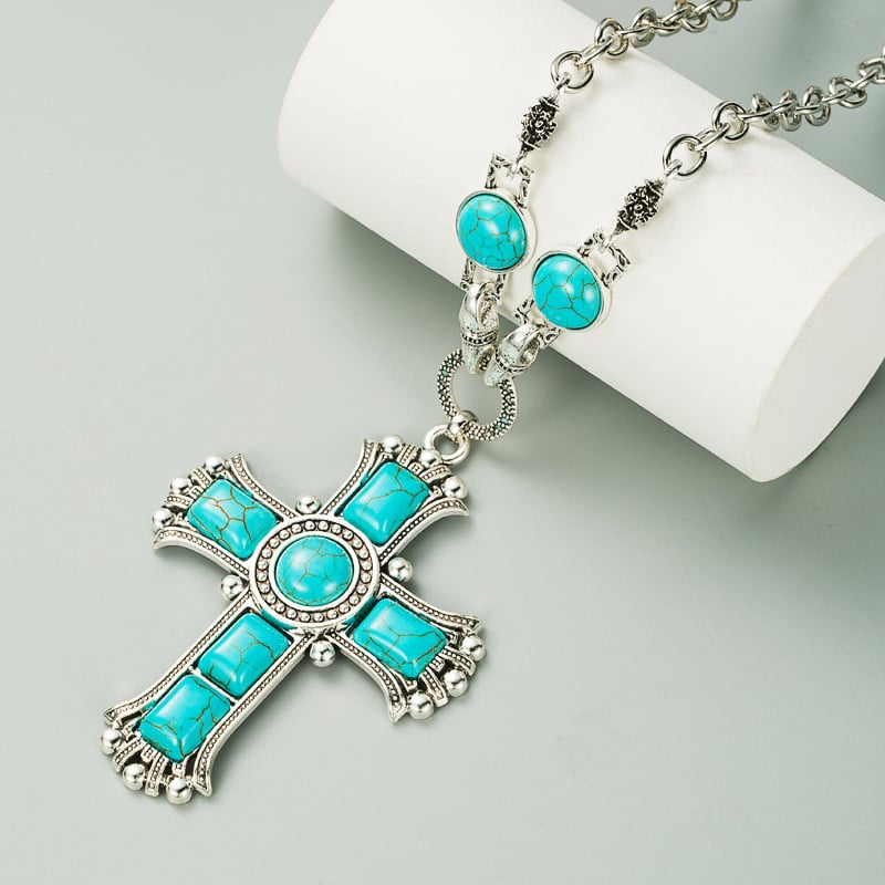 925 Turquoise Cross Necklace