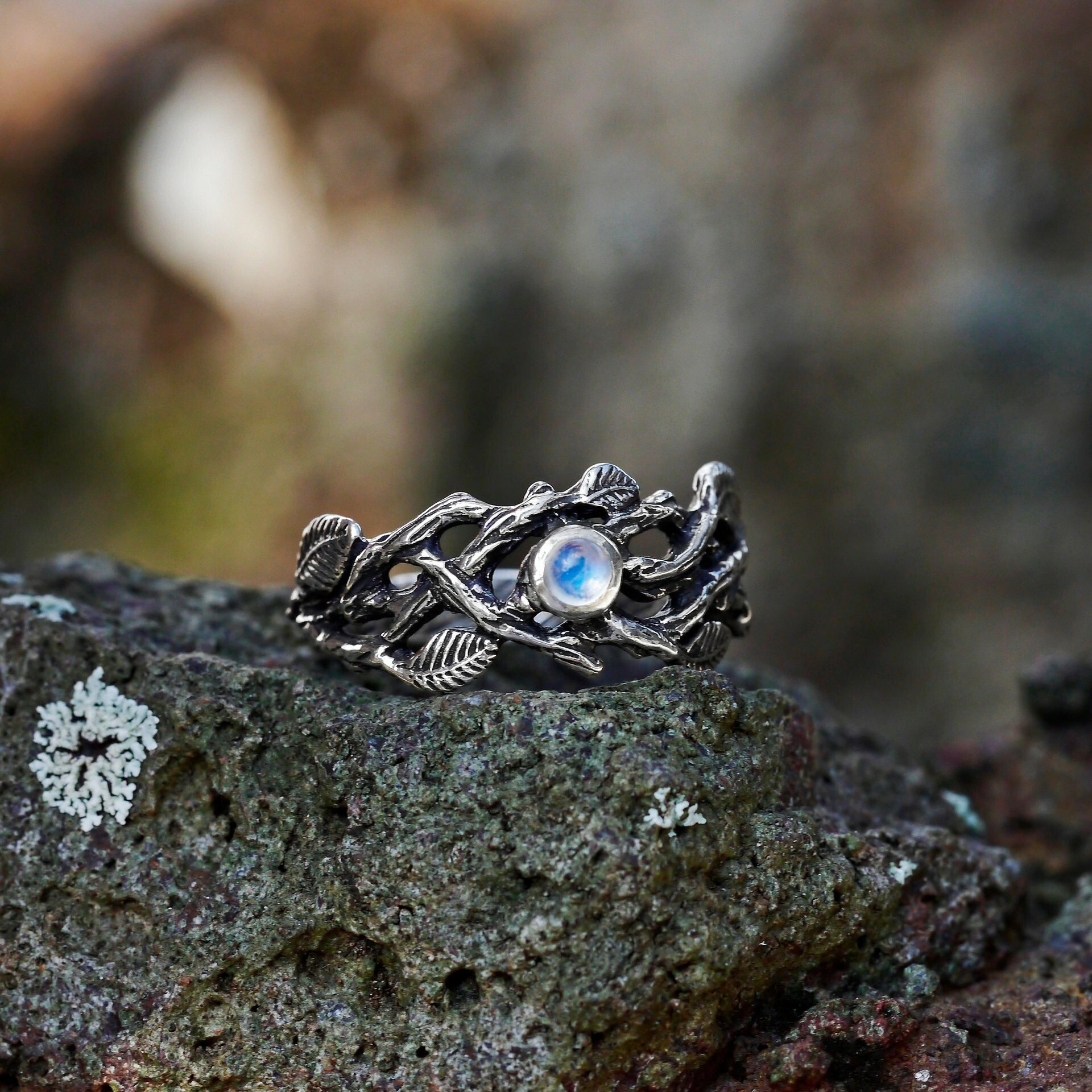 Moonstone Branch Ring