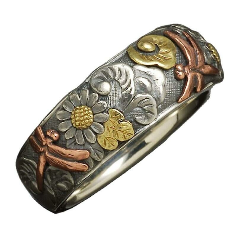 Color Flower Dragonfly Ring