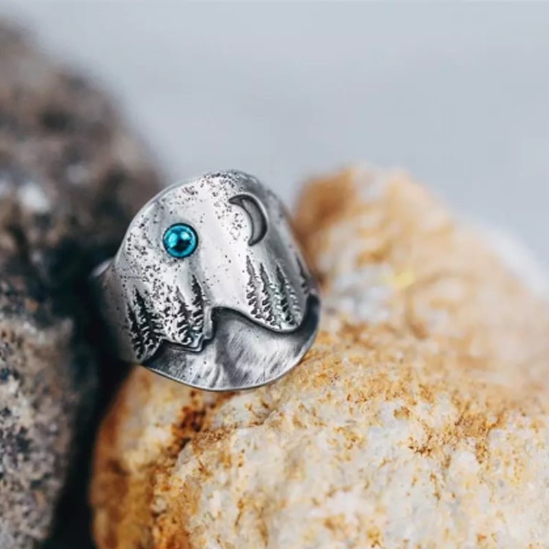 925 Forest Blue Moon Ring