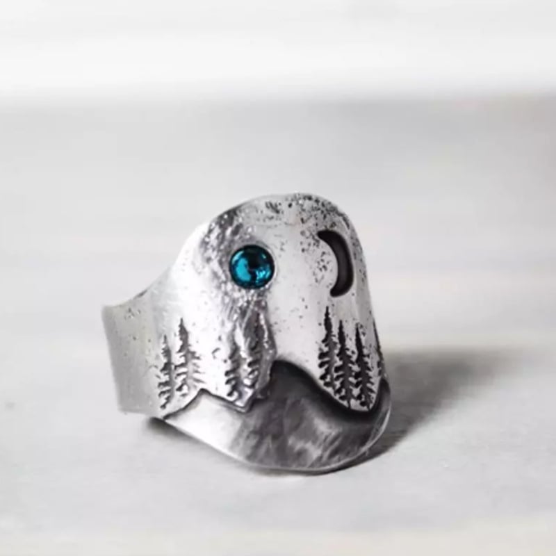925 Forest Blue Moon Ring