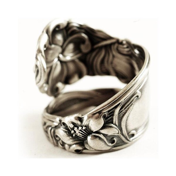 Vintage Silver Floral Spoon Ring