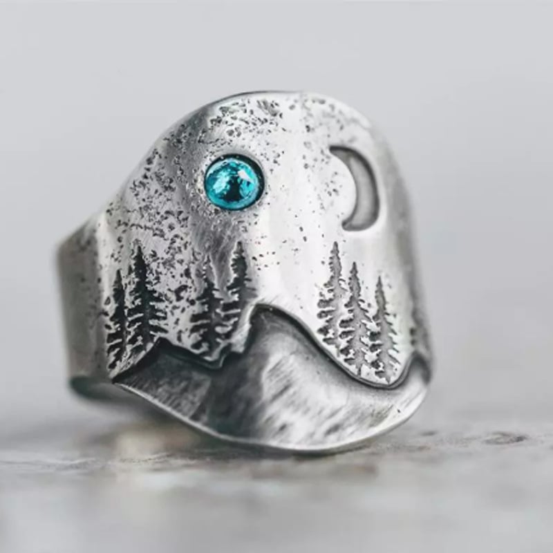 925 Forest Blue Moon Ring