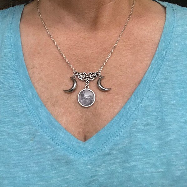 Sterling Silver Triple Moon Pendant Necklace