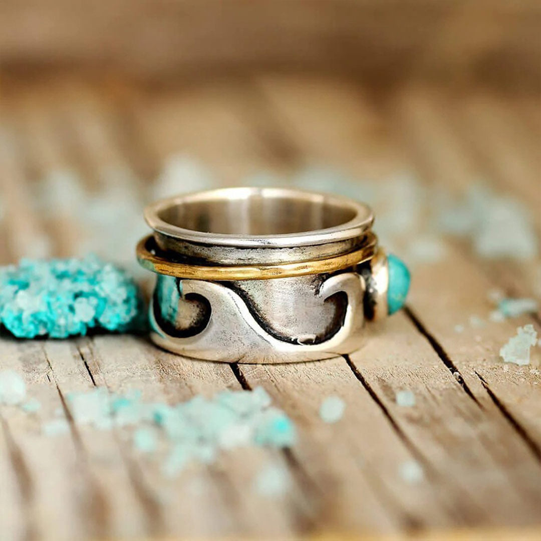 Wave Turquoise Large Circle Ring