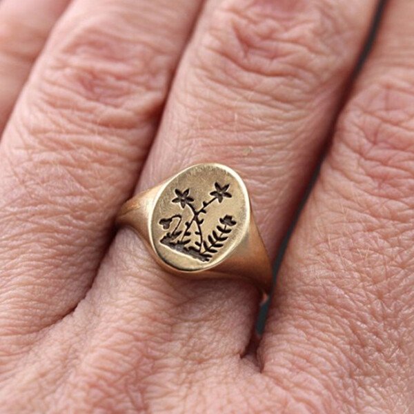 Vintage Wildflower Signet Ring