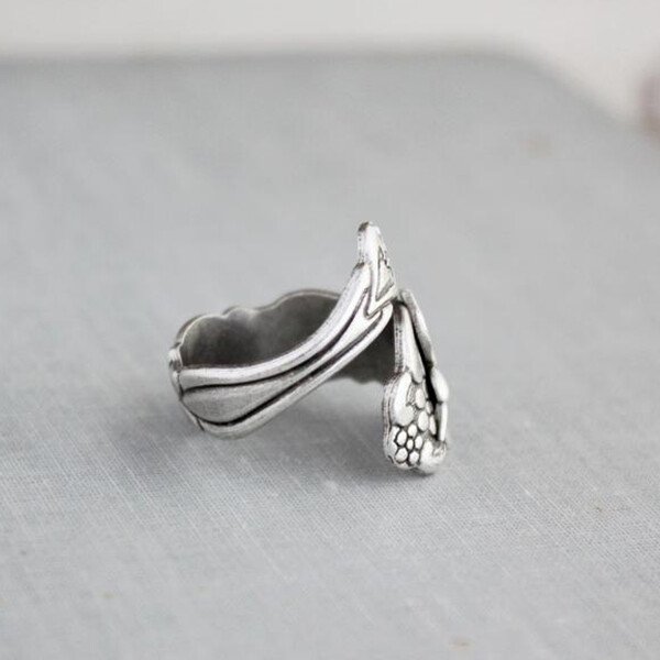 Vintage Silver Hummingbird Spoon Ring