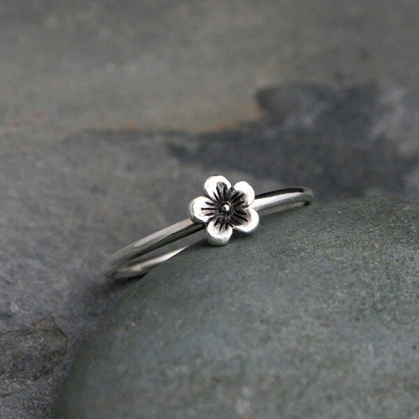 Sterling Silver Simple Cherry Blossom Ring