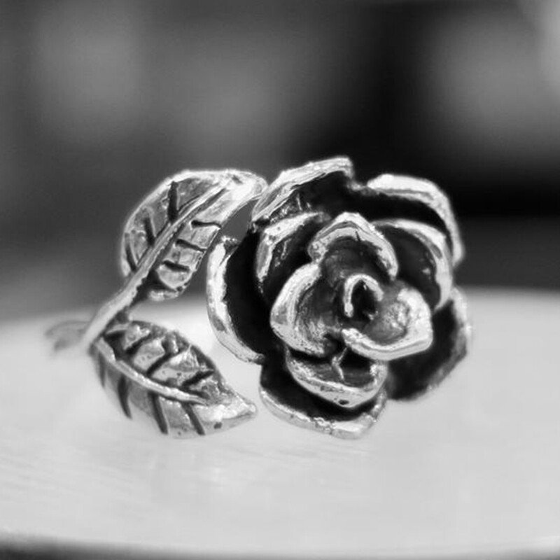 Vintage Silver Adjustable Rose Ring