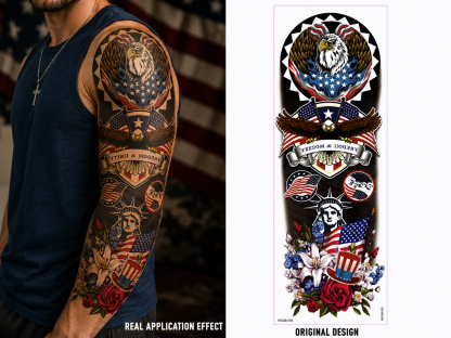 Limited edition: 🥇7-Day Waterproof Patriotic Full Sleeve Tattoo — Show Your American Pride Without the Pain(BUY 2 FREE SHIPPING)