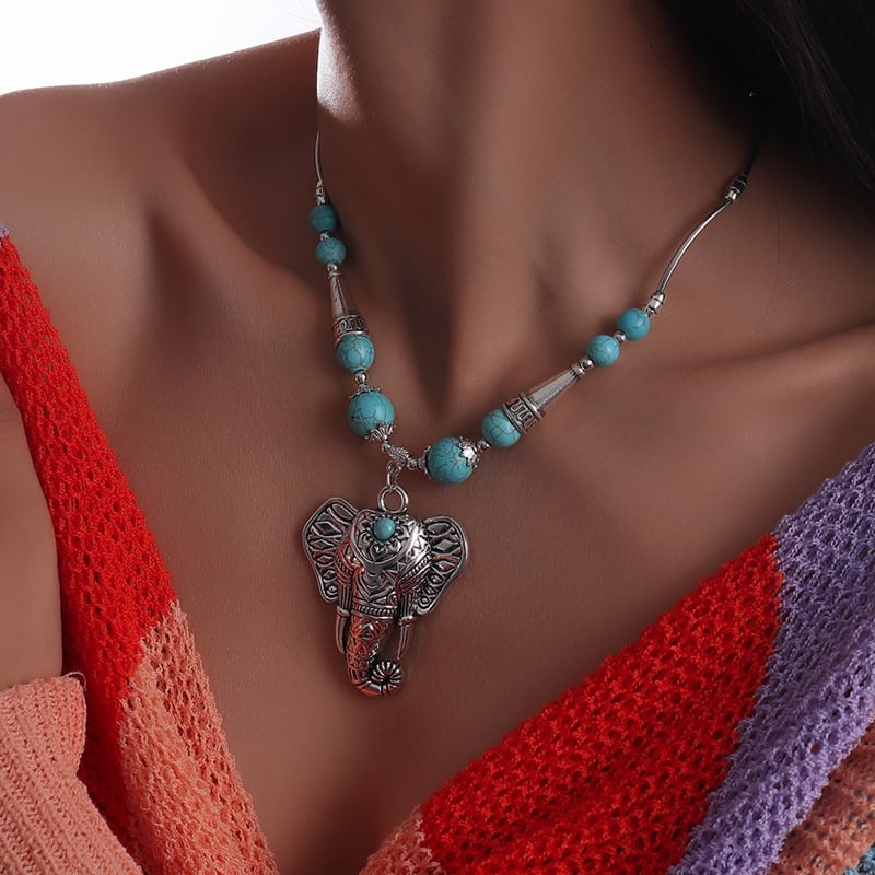925 Turquoise Elephant Pendant