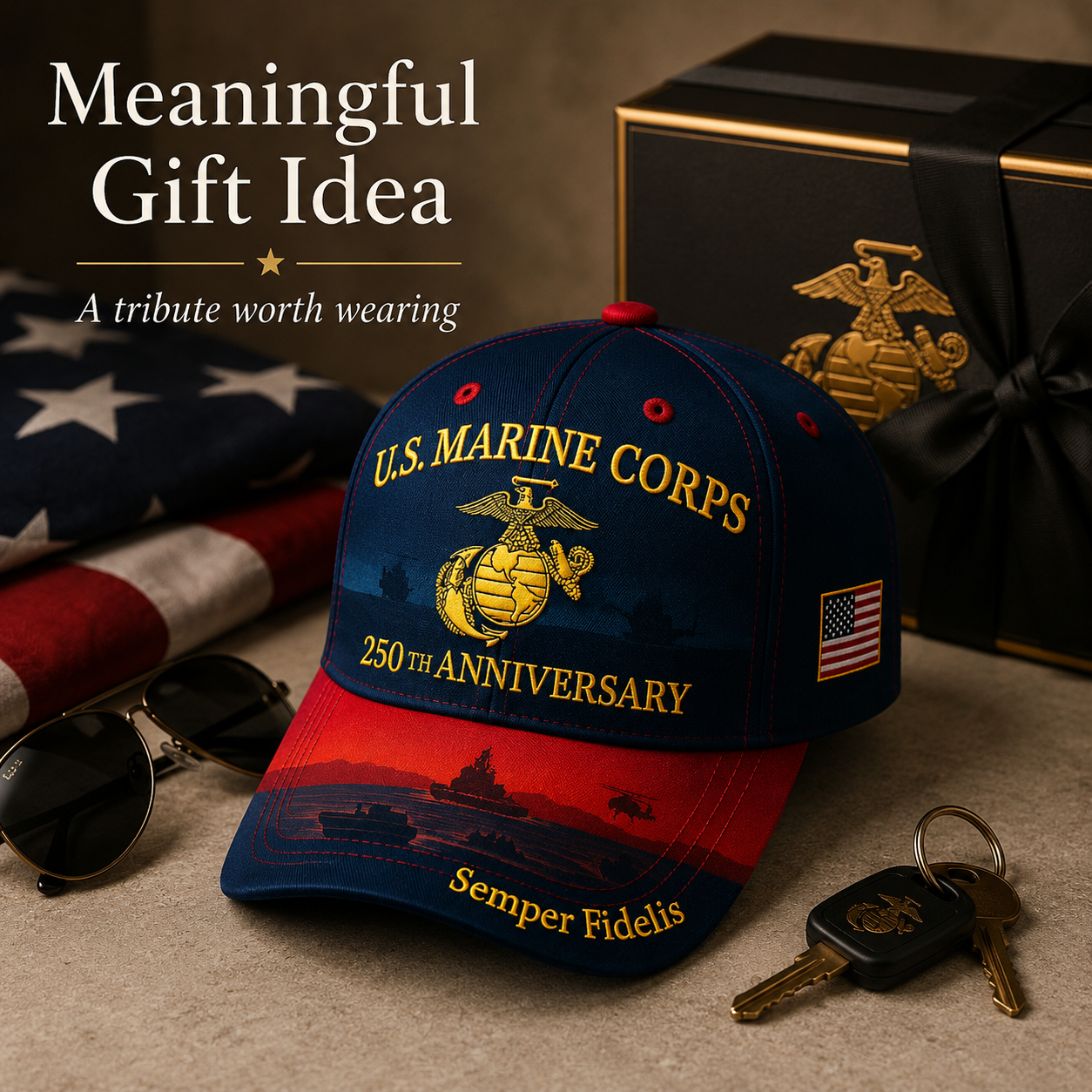 U.S. Marine Corps 250th Anniversary Commemorative Embroidered Cap 🇺🇸