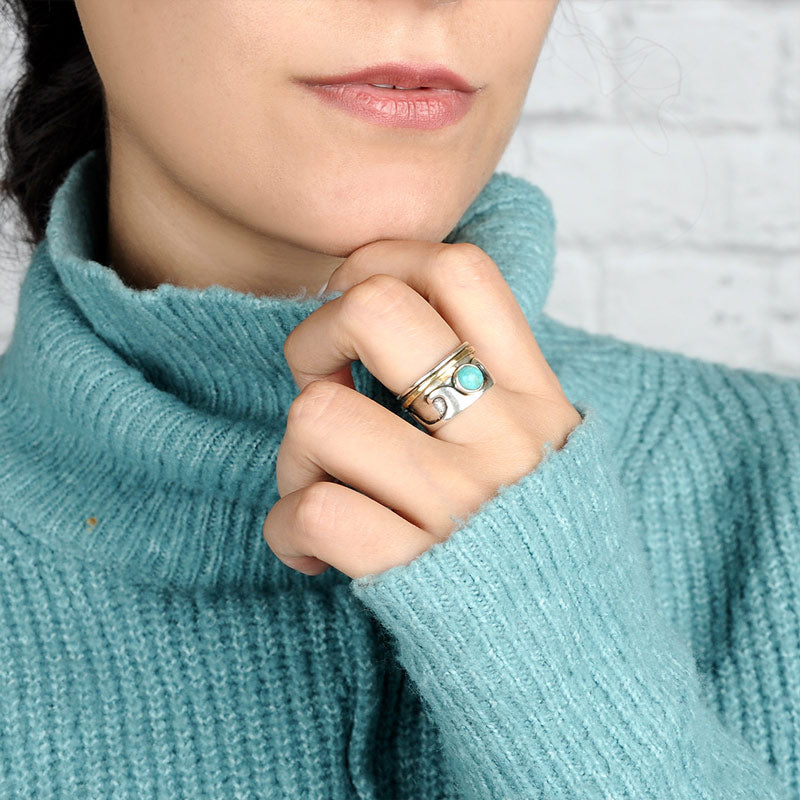 Wave Turquoise Large Circle Ring