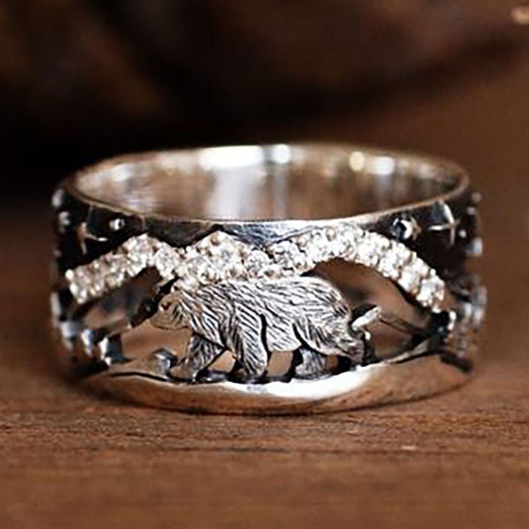 925 Bear Walks Through Forest Ring