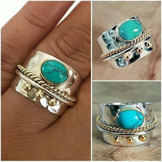 925 Turquoise Wide Band Ring