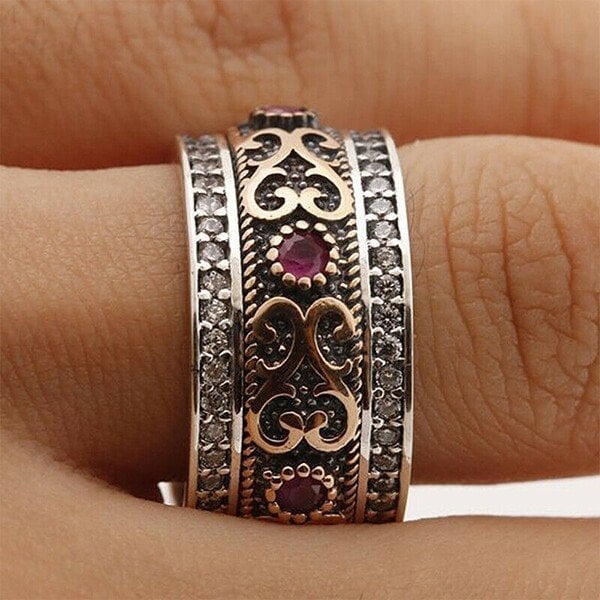 925 Antique Boho Gemstone Ring