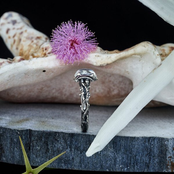 Sterling Silver Triple Moon Phase Moonstone Ring