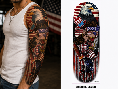 Limited edition: 🥇7-Day Waterproof Patriotic Full Sleeve Tattoo — Show Your American Pride Without the Pain(BUY 2 FREE SHIPPING)