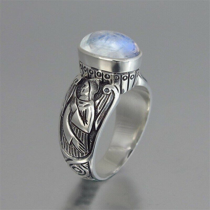 Guardian Angel Moonstone Silver Ring