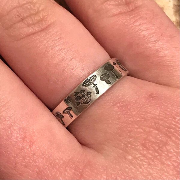 Sterling Silver Nature Forest Mushroom Ring