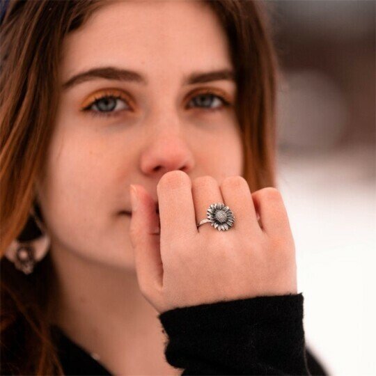 Sterling Silver Sunflower Ring