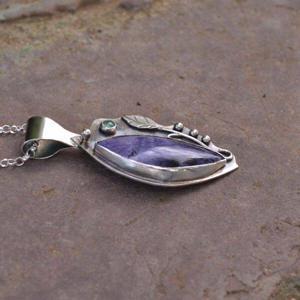 Amethyst Leaf Pendant Necklace