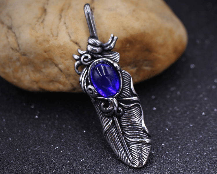 925 Sapphire Feather Pendant