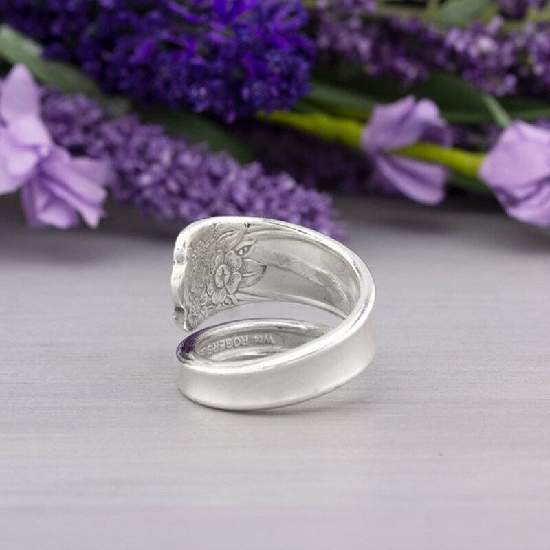 Sunflower Silver Spoon Adjustable Ring