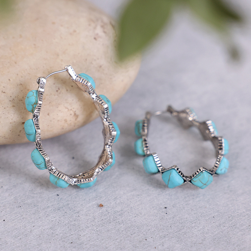 Diamond Turquoise Ushaped Earrings