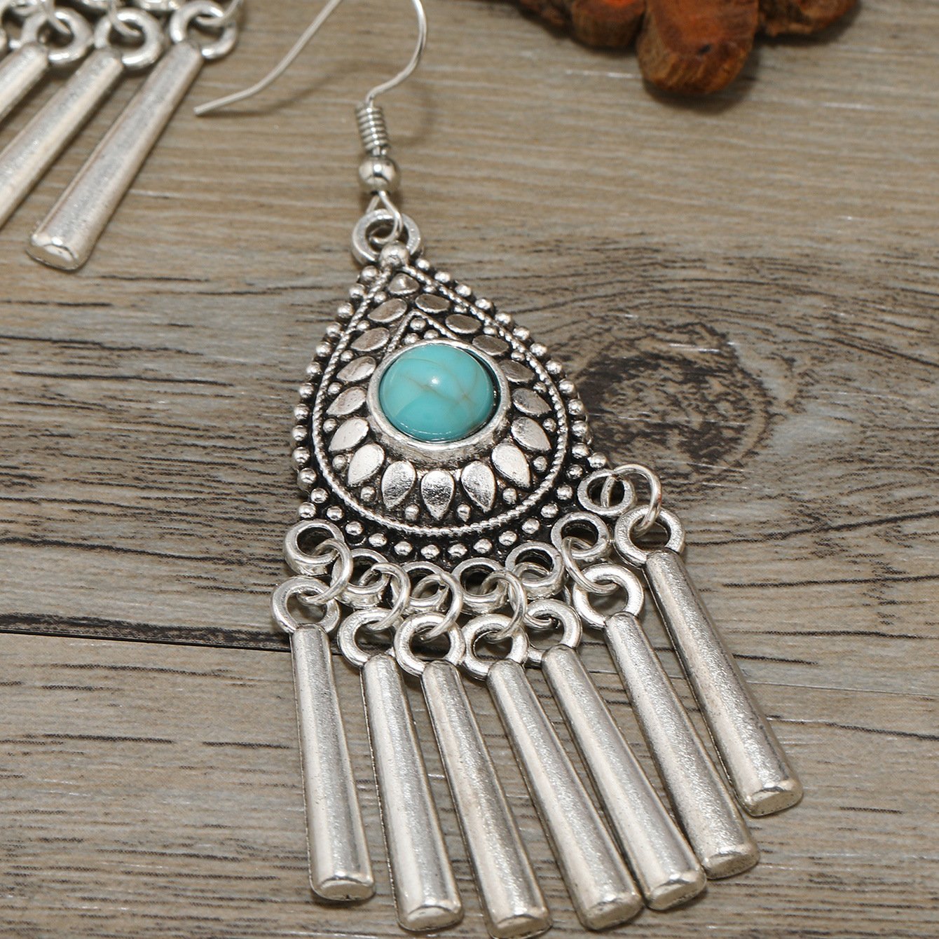 925 Pair of Round Bead Turquoise Earrings