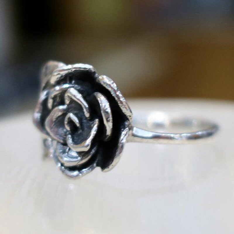 Vintage Silver Adjustable Rose Ring