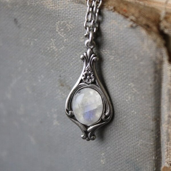 Sterling Silver Rainbow Moonstone Necklace
